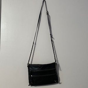 Dainty Black Leather Cross Body Purse